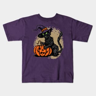 The Black Witch Cat Kids T-Shirt